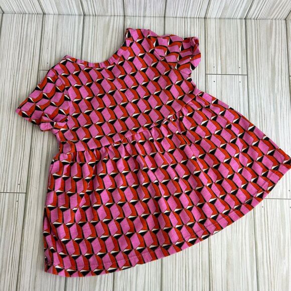 DVF Target Diane Von Furstenberg Pink Red Geo Print Wrap Dress Girls 12 Months - Picture 2 of 4
